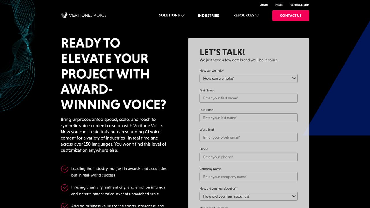 Veritone Voice — Submit a sales enquiry