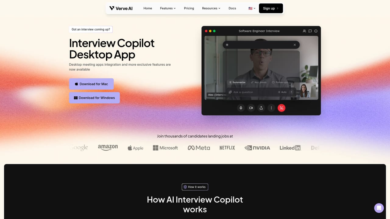 Verve AI — Install the desktop app or open the web app
