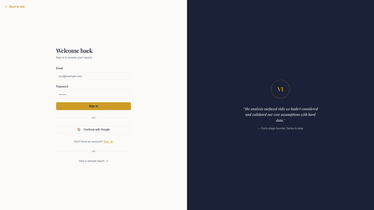 Verve Intelligence — Create an account and open the intake