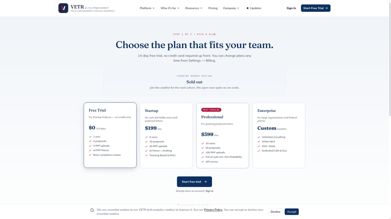 VETR Proposal — Start the 14-day trial