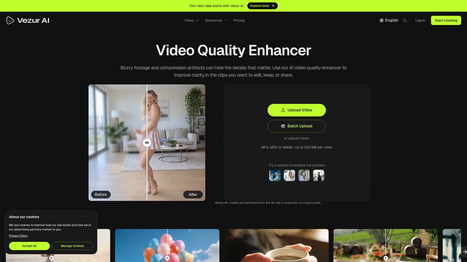 Vezur AI — Choose a video to enhance