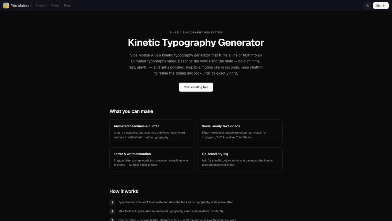 Vibe Motion — Try a typography or logo workflow