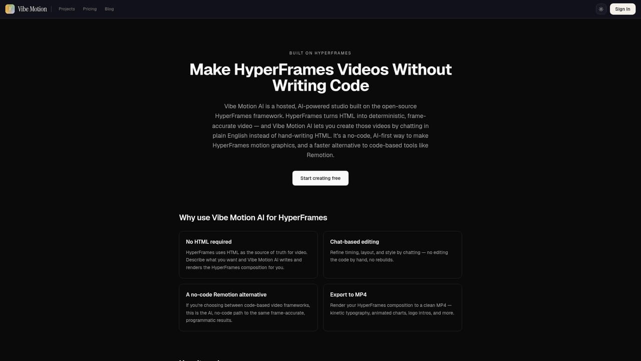 Vibe Motion — Remix an example or explore the studio