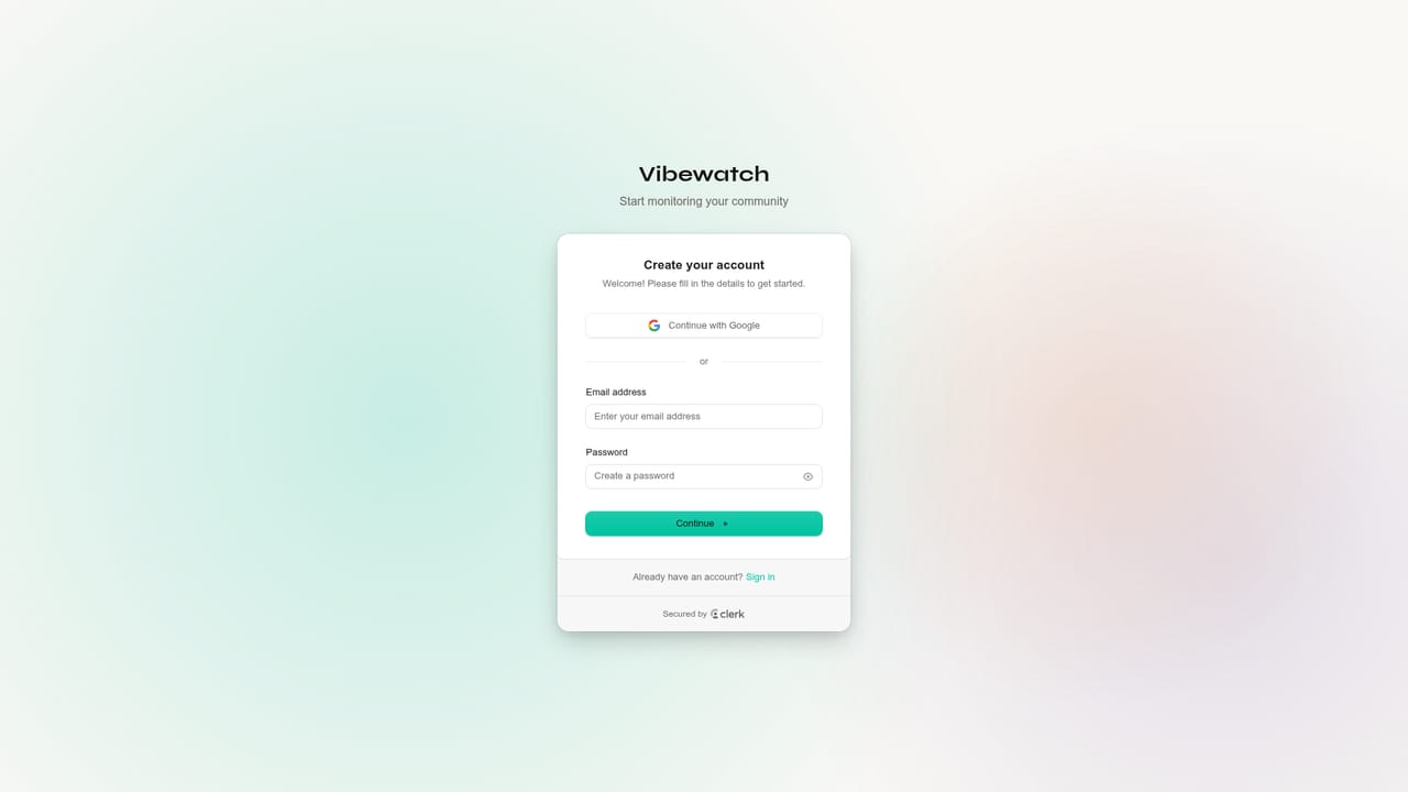 Vibewatch — Create your account