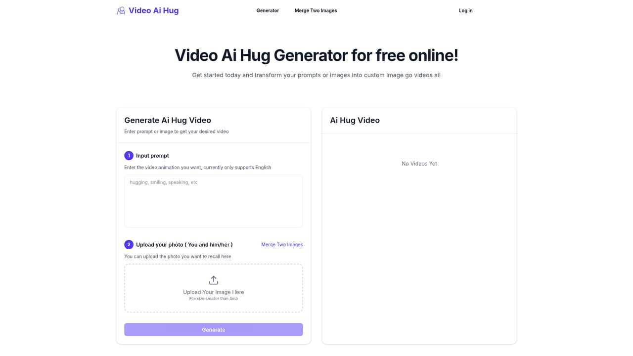 Video Ai Hug — Create a free account