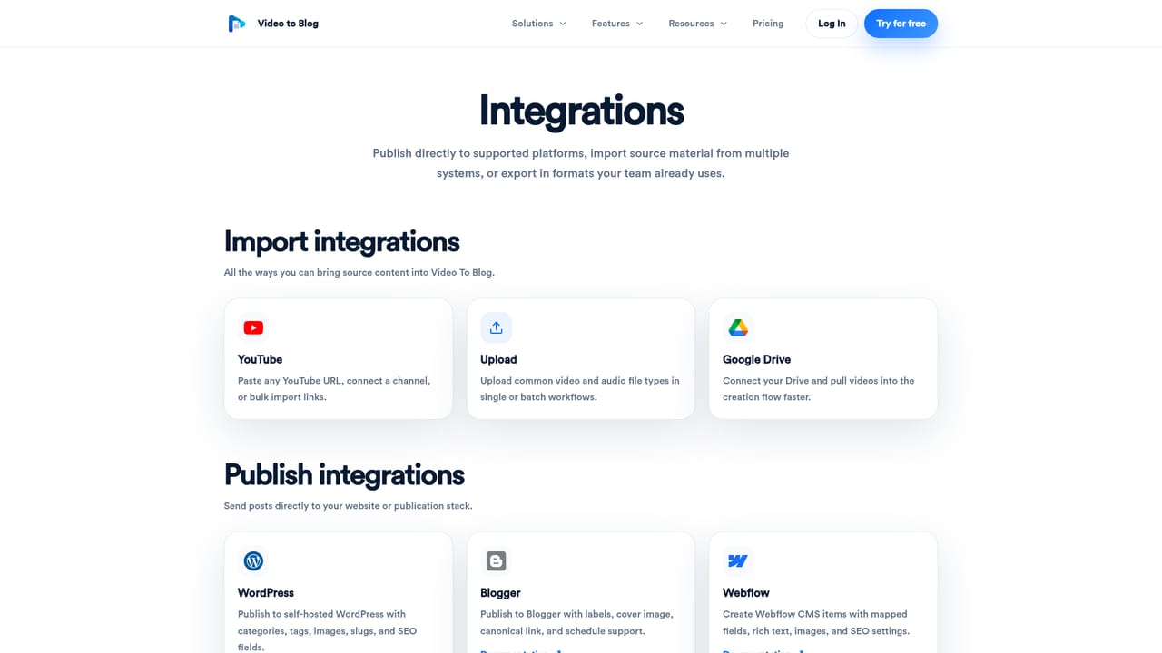 Video To Blog — Publish or export