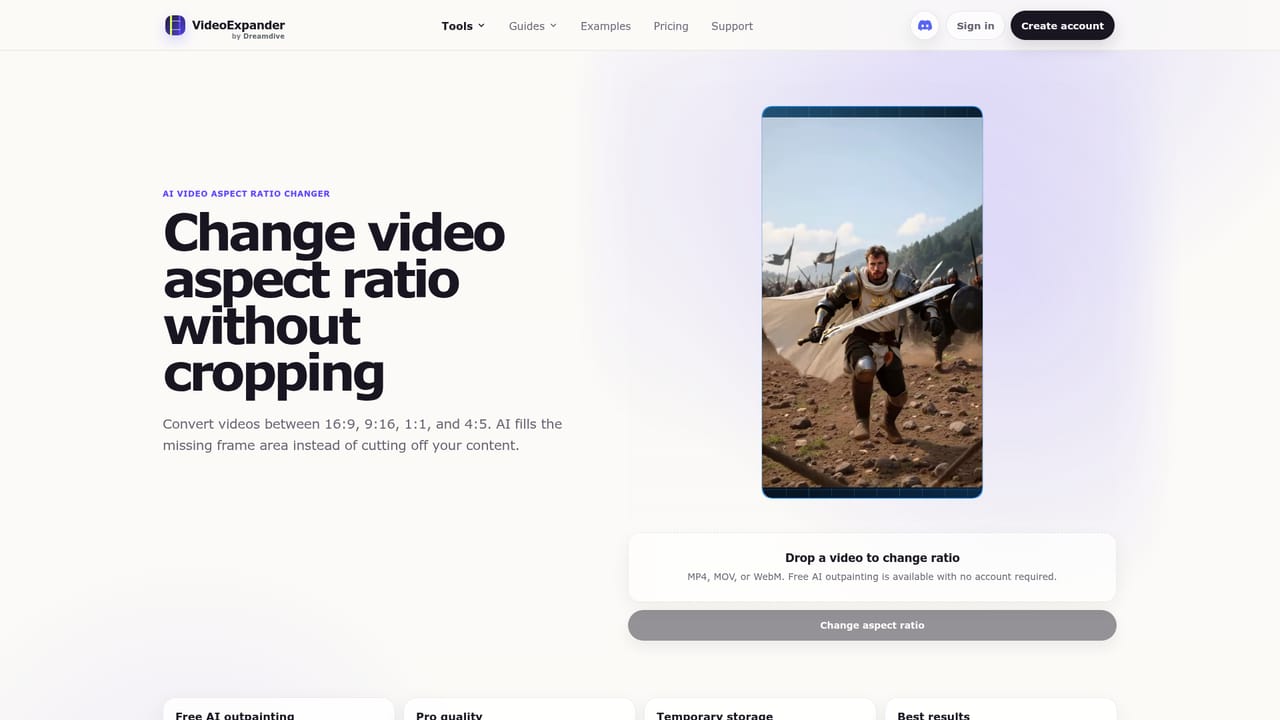 VideoExpander.ai — Choose the output ratio