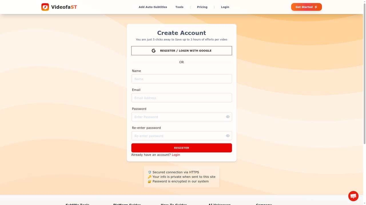 Videofa.st — Create an account