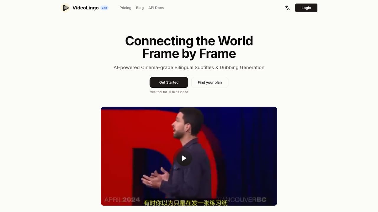 VideoLingo — Start from the homepage