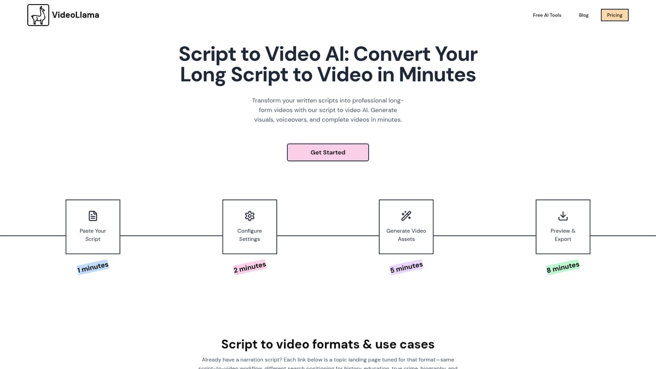 VideoLlama — Start from a script, an idea or a URL