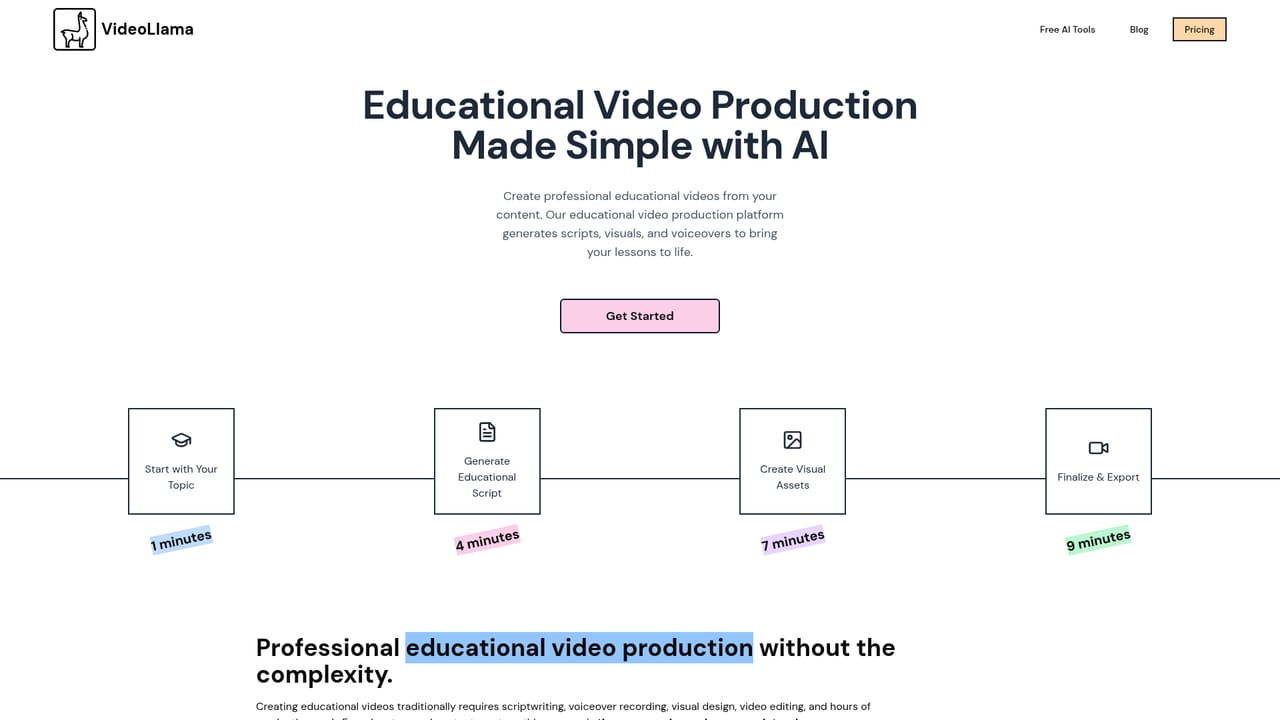 VideoLlama — Pick a video format and visual style