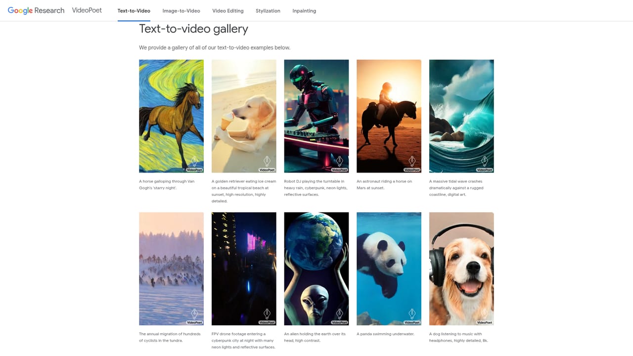 VideoPoet — Study text to video prompting