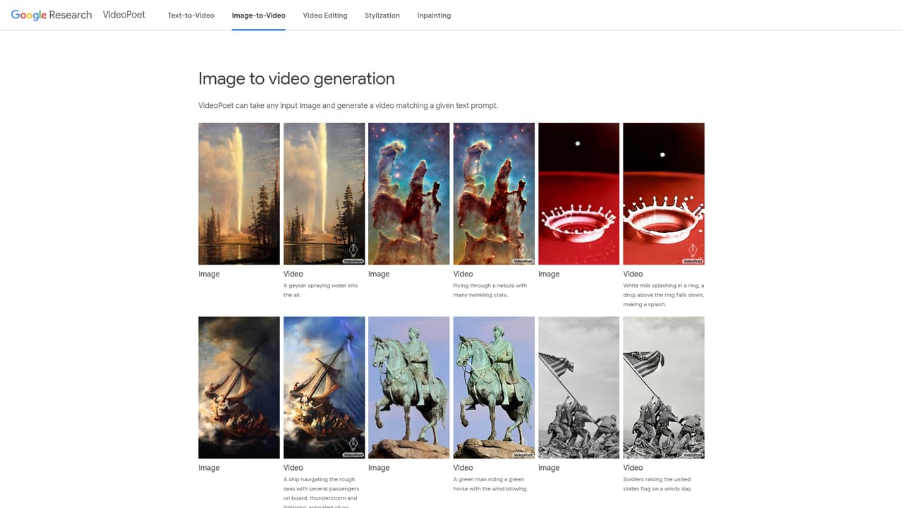 VideoPoet — Try image to video generation