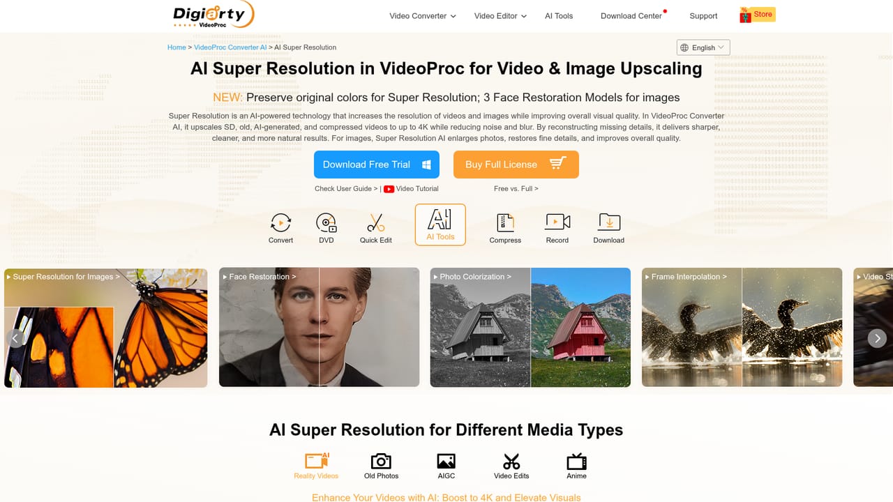 VideoProc Converter — Apply an AI enhancement