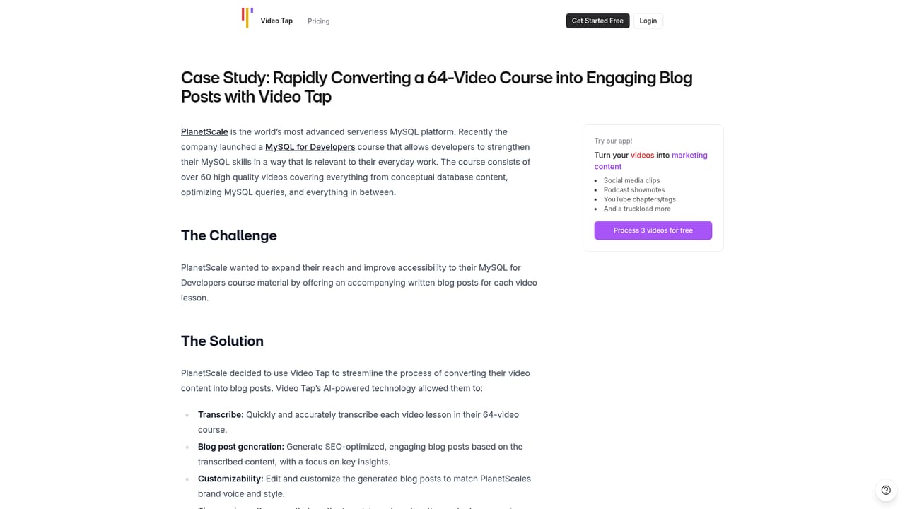 Videotap — Read a real repurposing case study