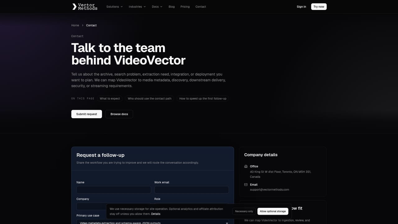 VideoVector — Talk to sales for production access