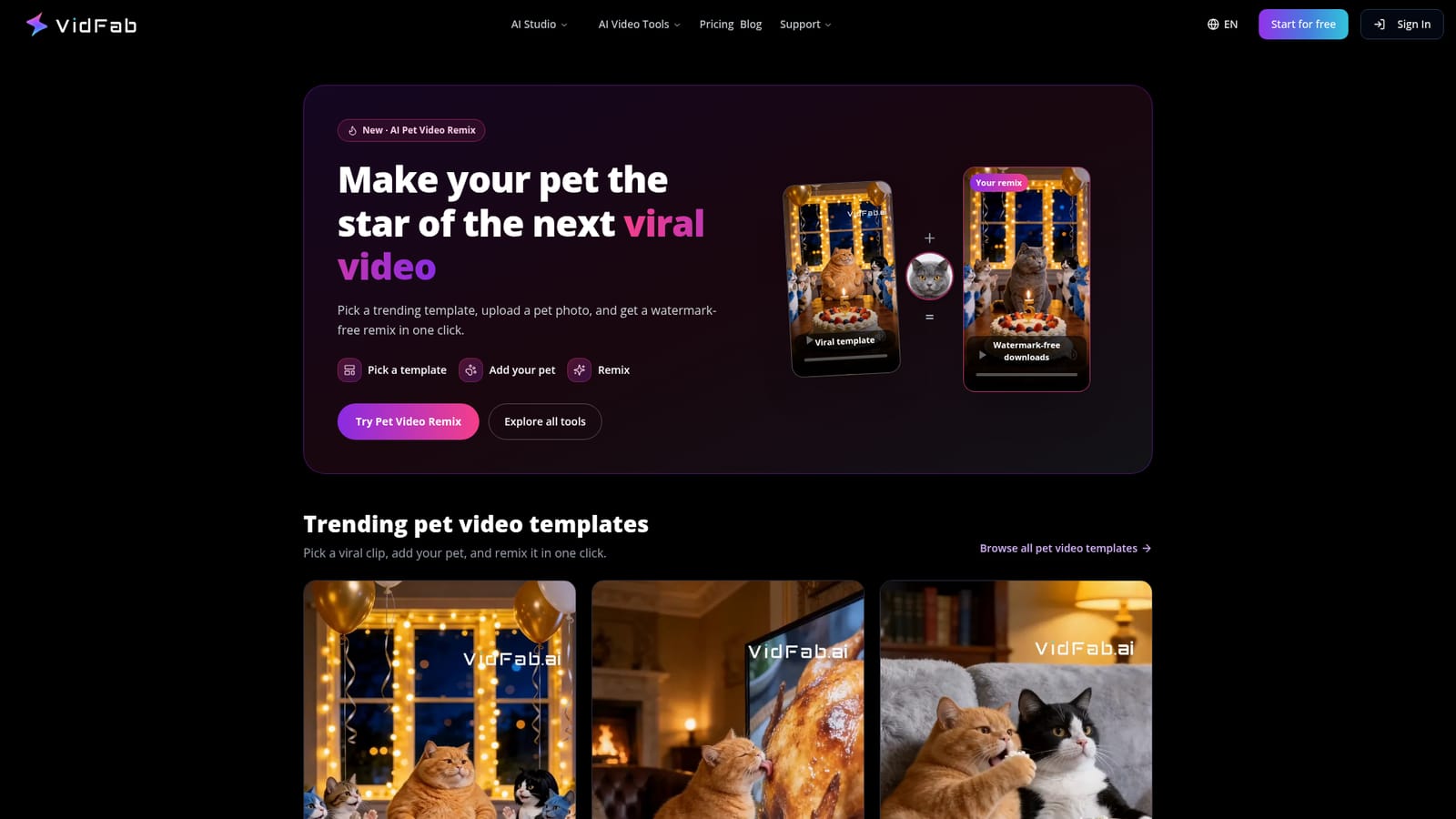 VidFab — Choose a starting point