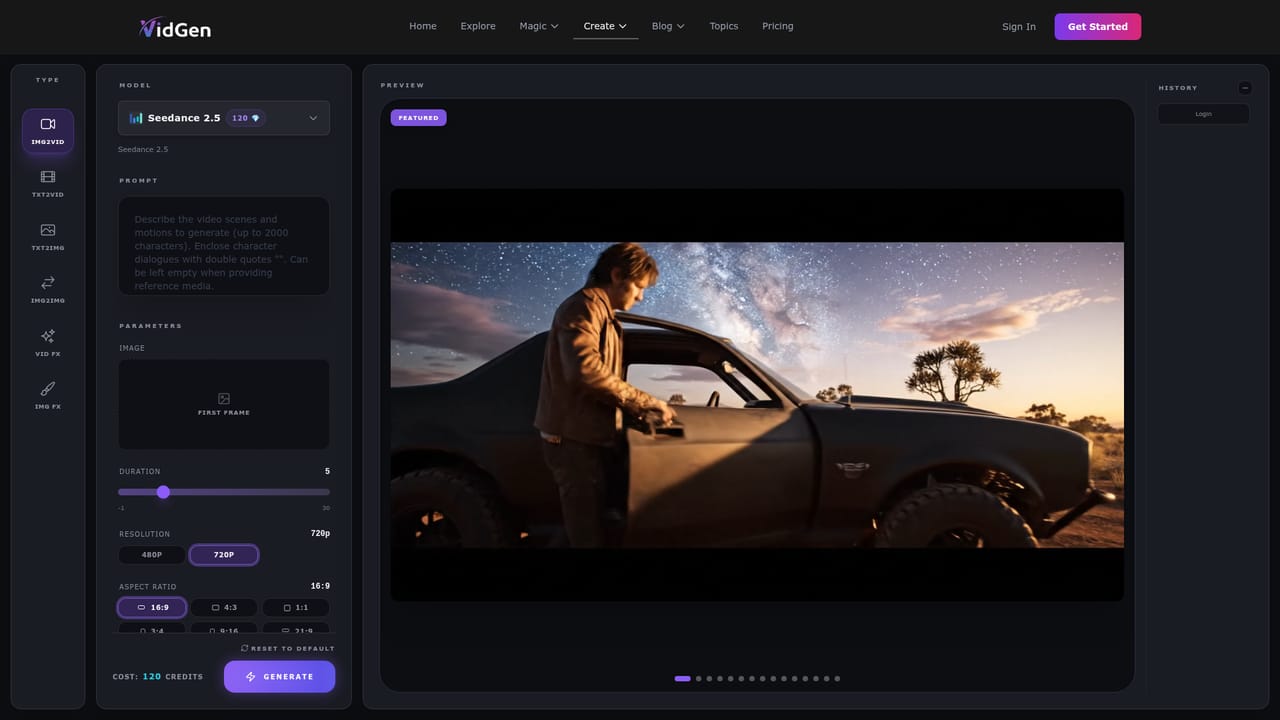 VidGen AI Image Generator — Open the free generator