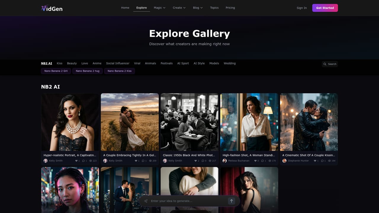 VidGen AI Image Generator — Browse the community gallery
