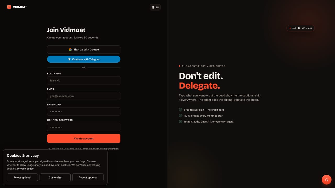 Vidmoat — Upload your footage