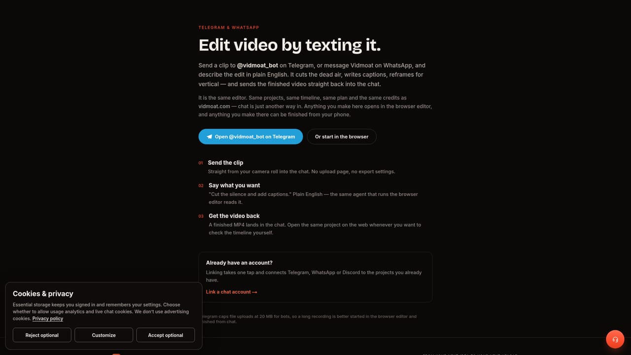 Vidmoat — Render or connect an agent