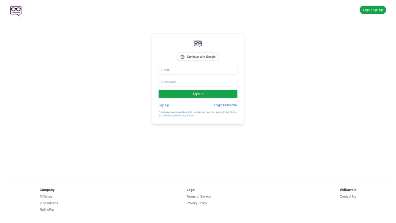 VidNarrate — Create a free account
