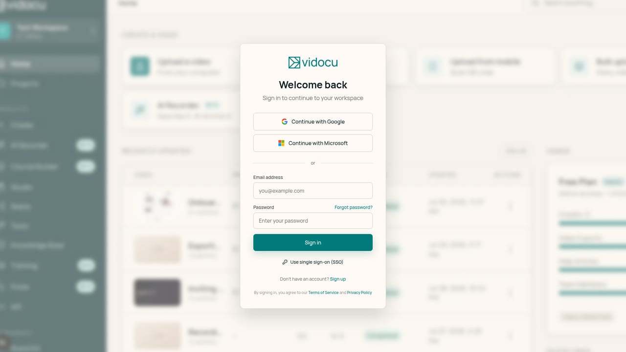 Vidocu — Create a free account