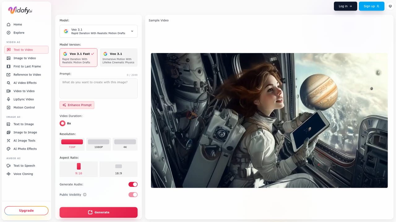 Vidofy AI — Open the text-to-video studio