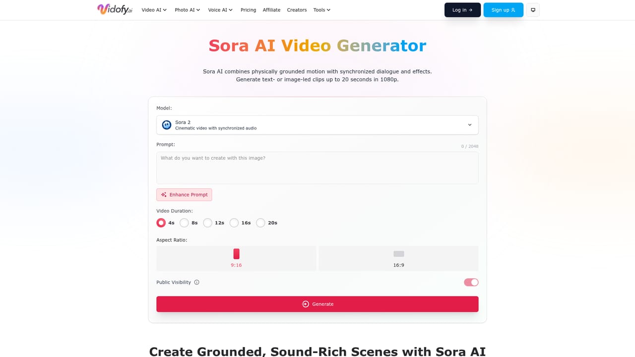 Vidofy AI — Pick a model