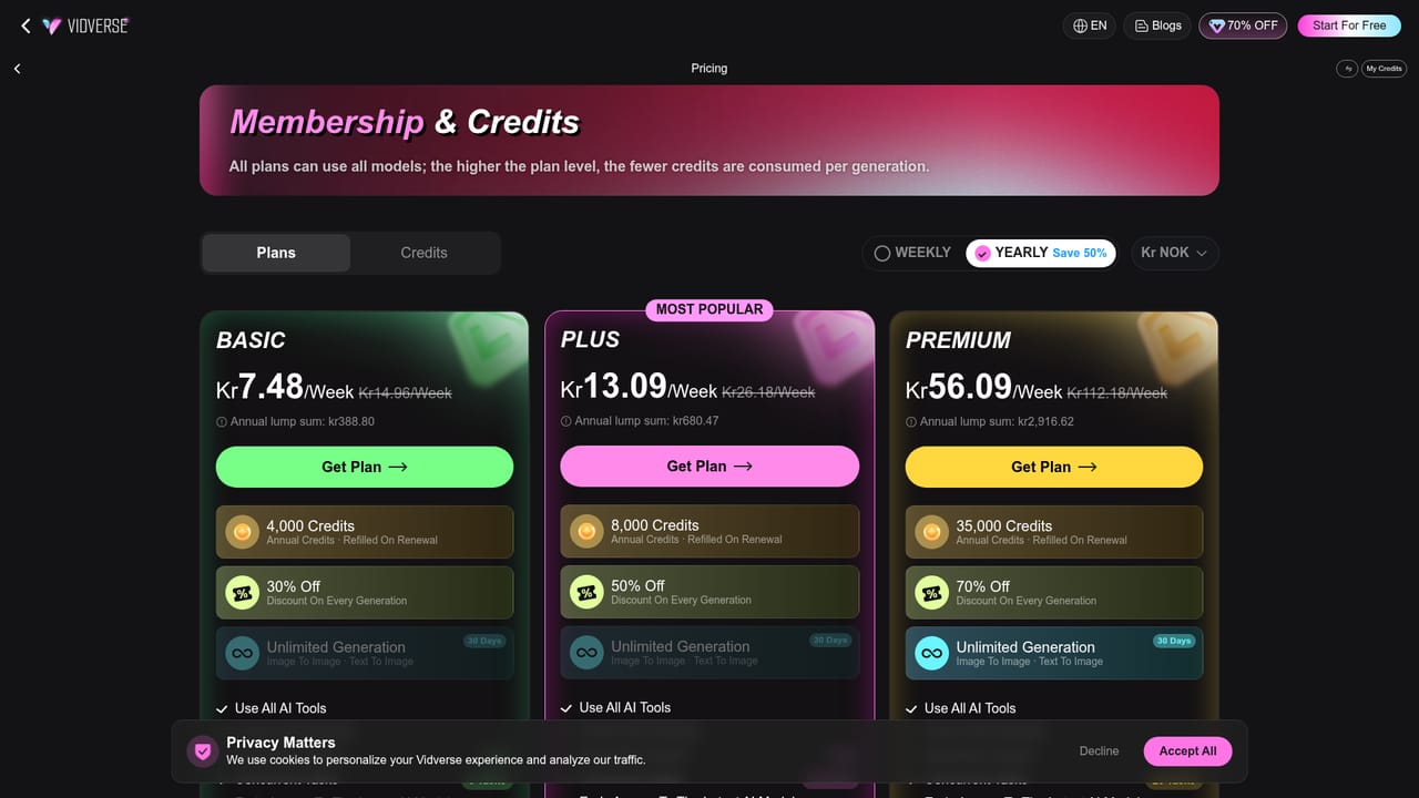 Vidverse AI — Check plans for more capacity