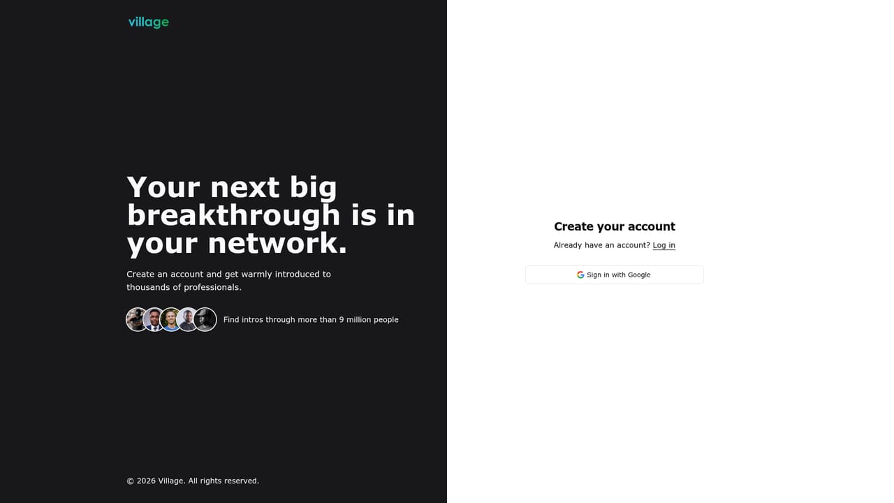 Village — Create your account