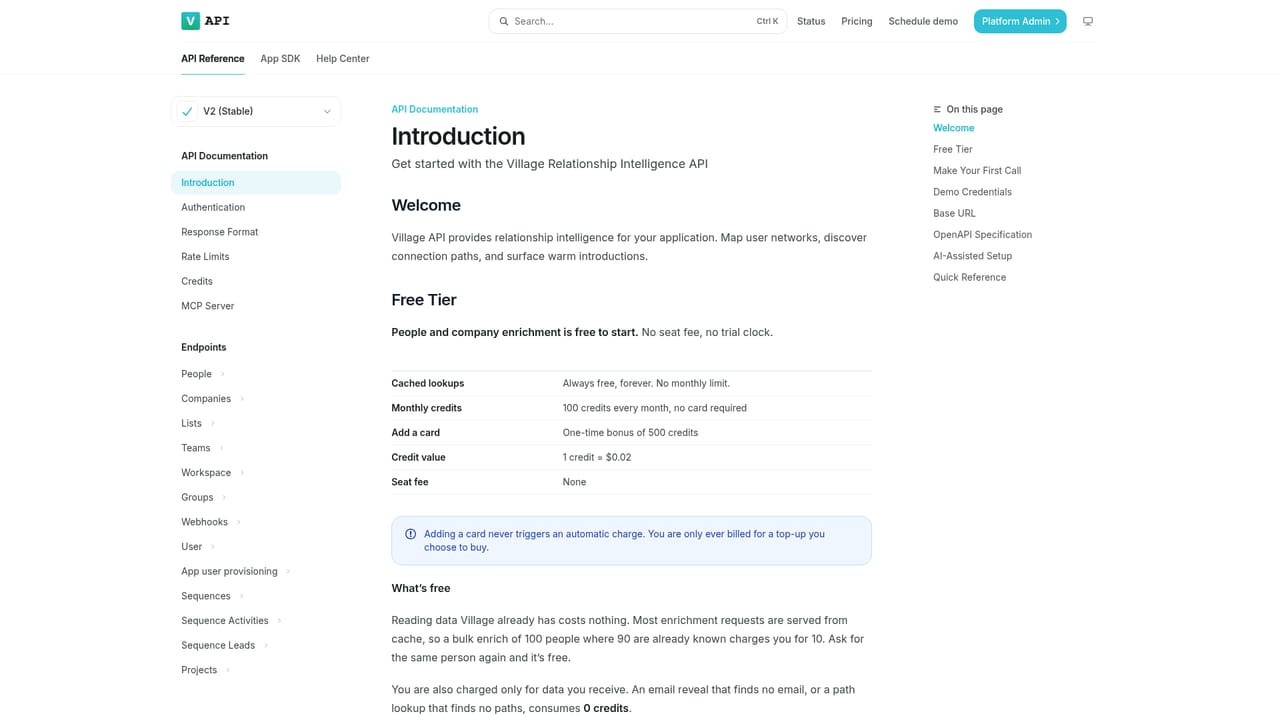 Village — Connect the assistant or API