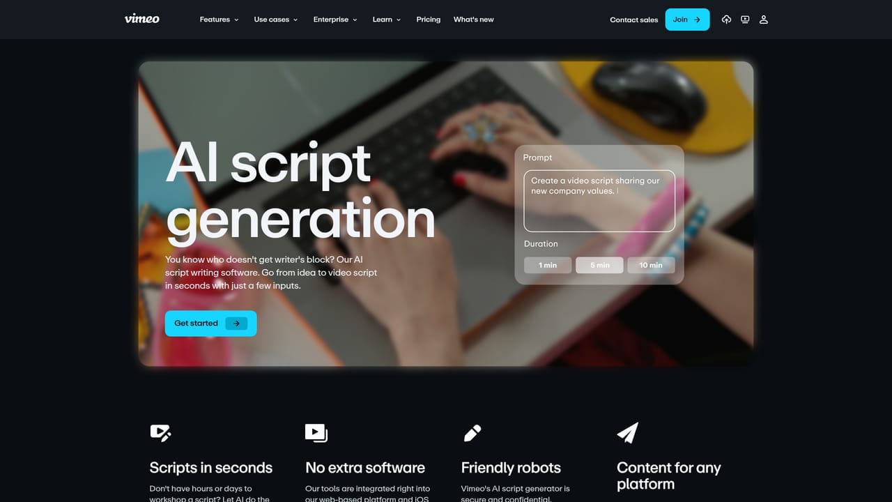 Vimeo AI — Generate a starting script