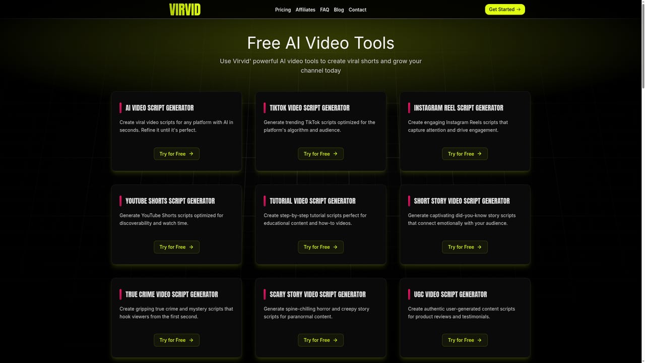 Virvid — Browse niche templates and tools