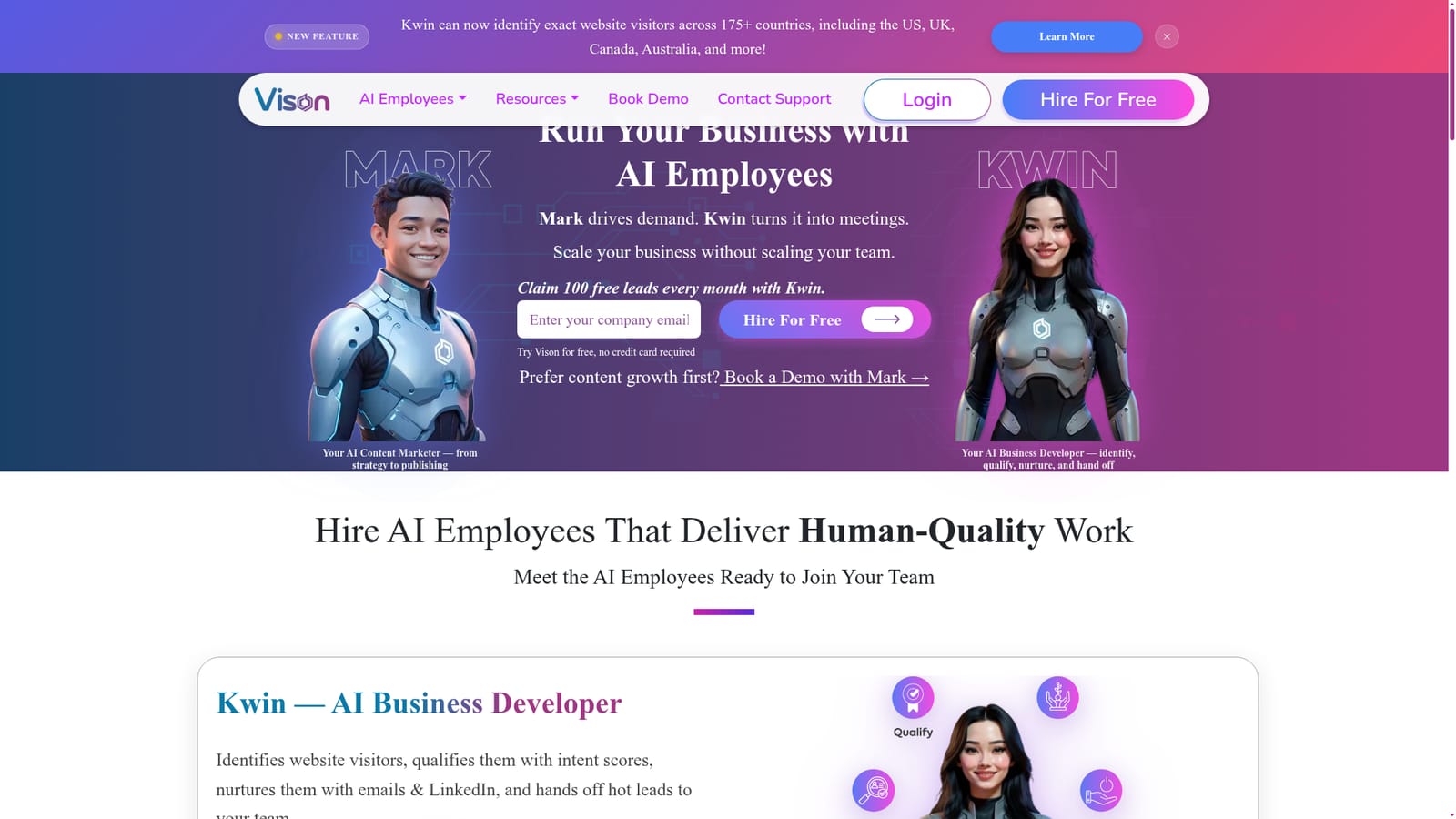 Vison AI — Start with the free Kwin hire