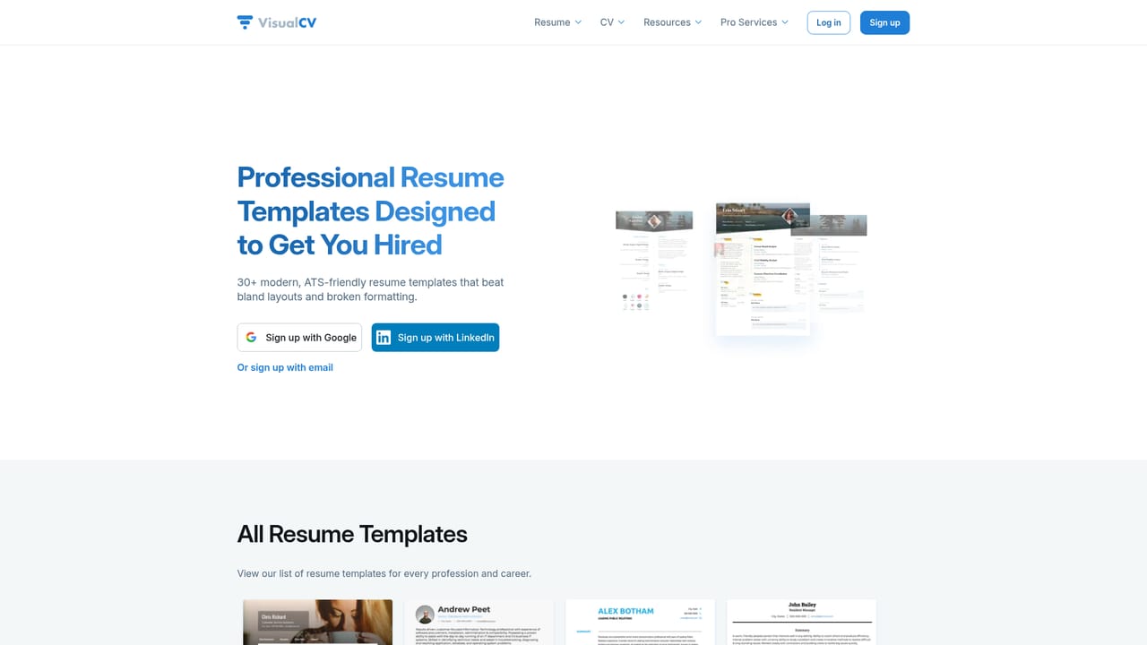 VisualCV — Pick an ATS-friendly template