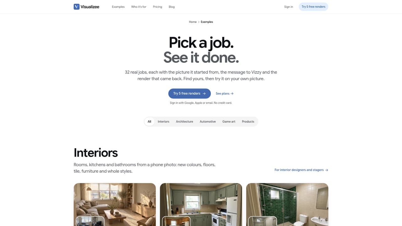Visualizee — Check the example renders by field