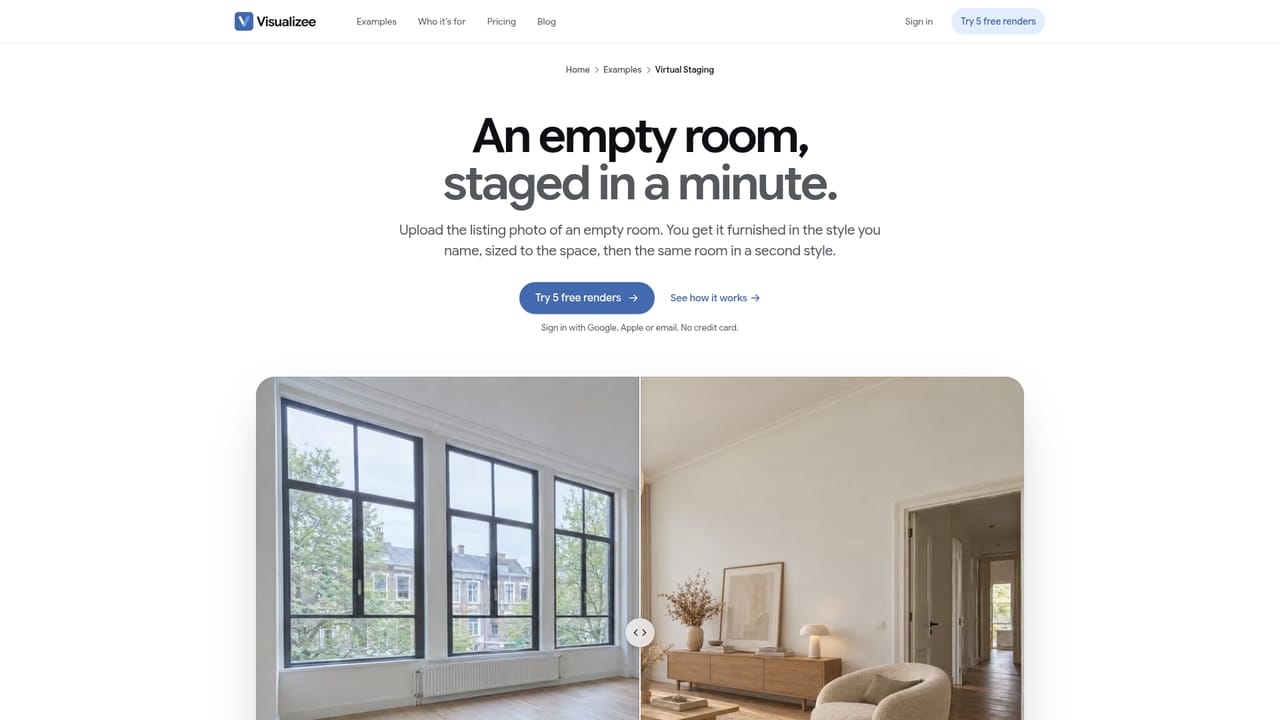 Visualizee — Stage an empty room from a photo
