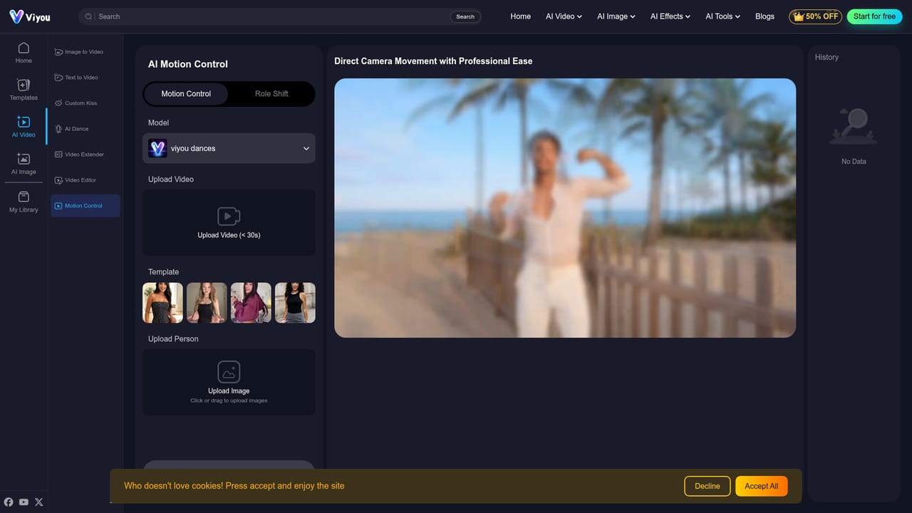Viyou AI Motion Control — Open the Motion Control tool