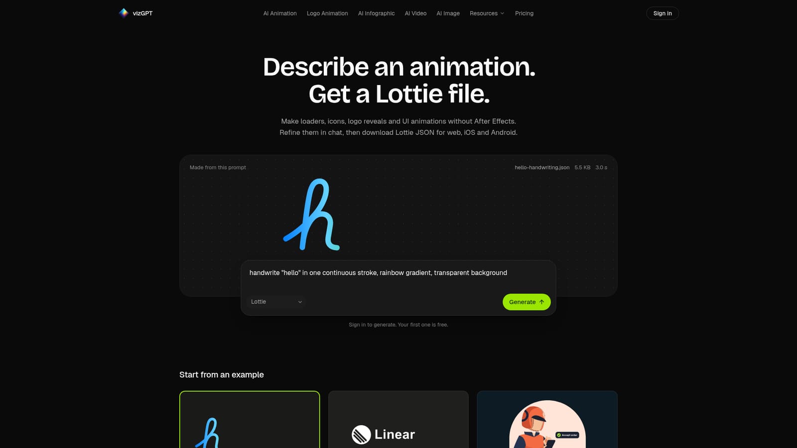 vizGPT — Describe the animation or pick an example