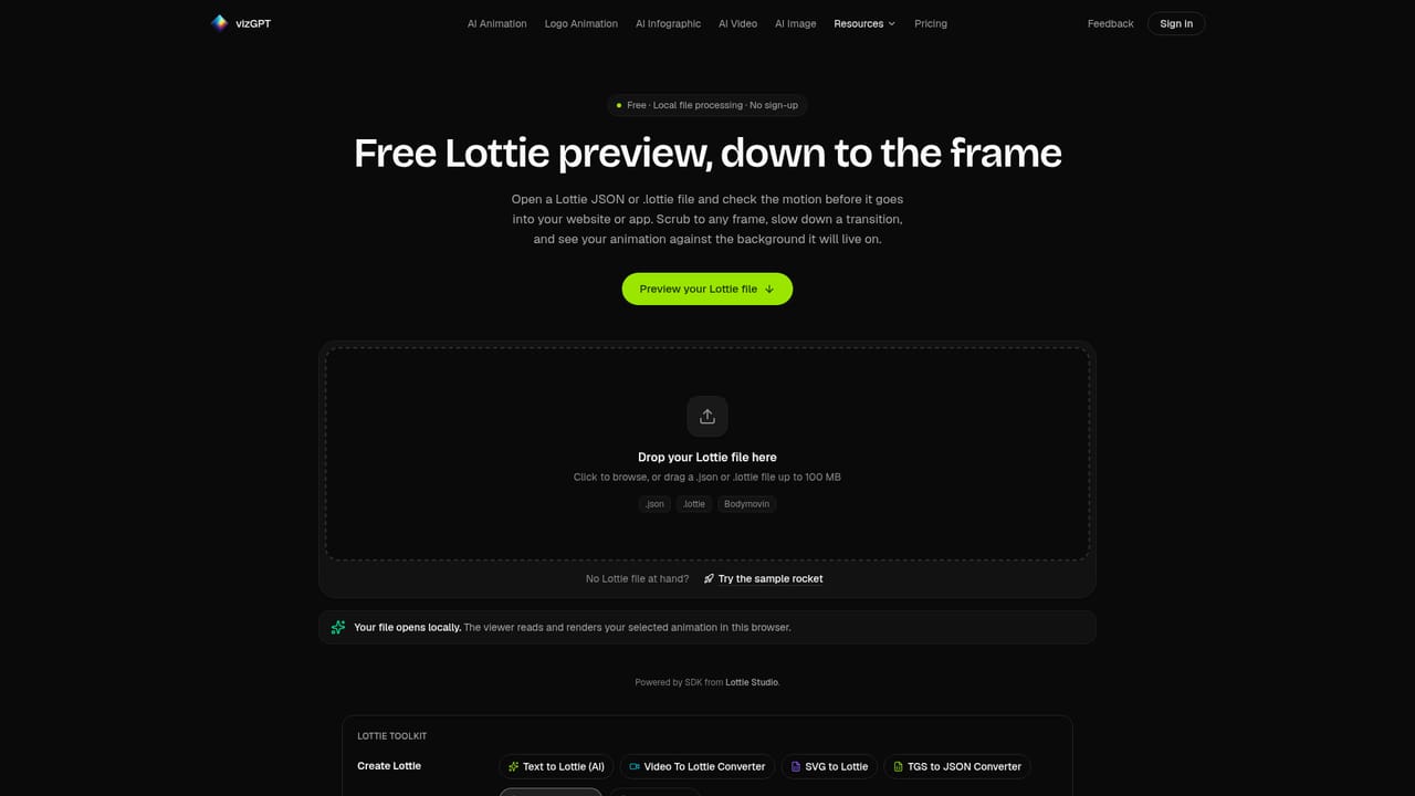 vizGPT — Preview and edit the Lottie file