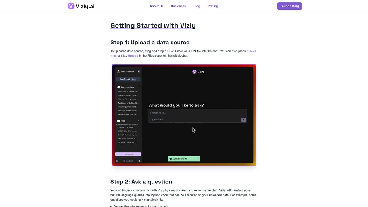Vizly — Read the getting started guide