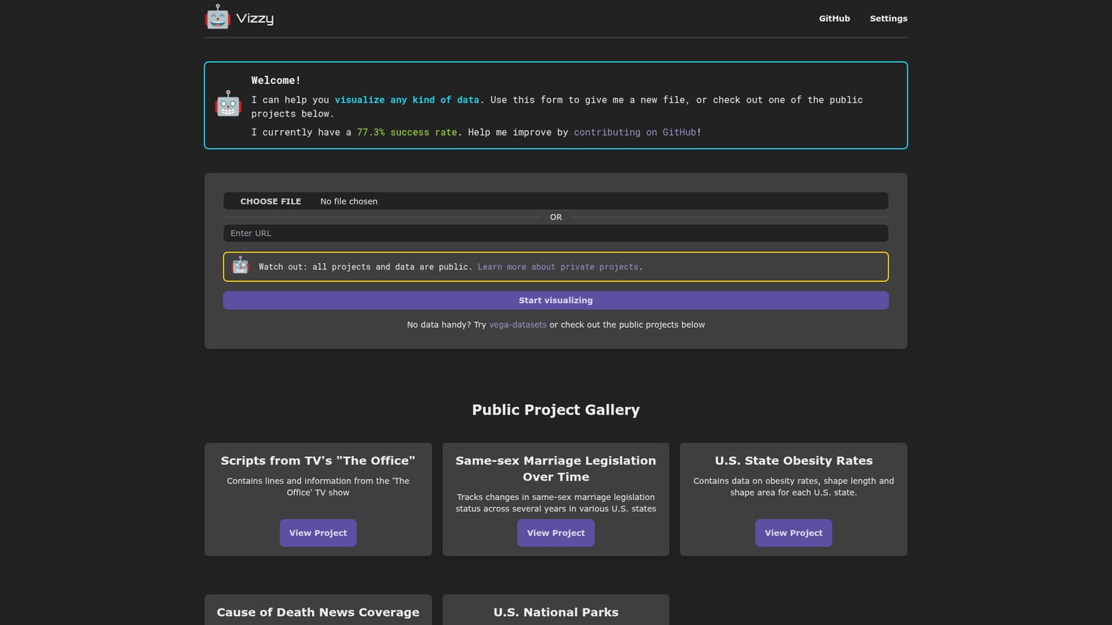 Vizzy — Open the Vizzy homepage