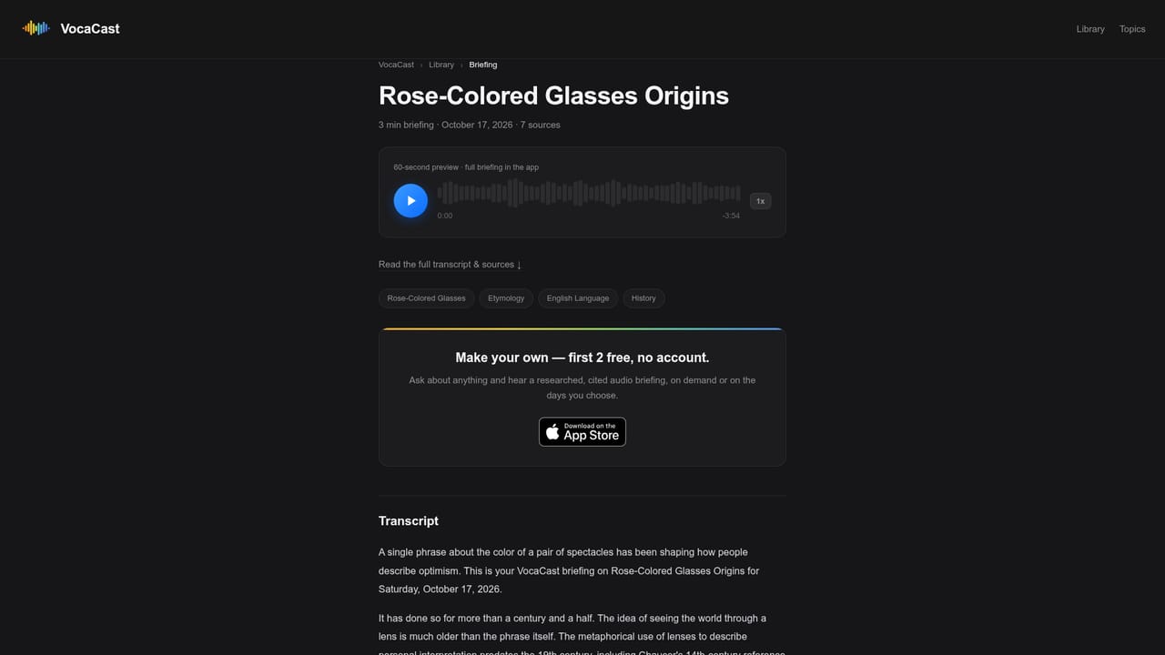 VocaCast — Listen and check sources