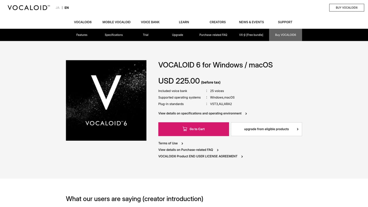 Vocaloid6 — Buy the editor and any Voice Banks you want