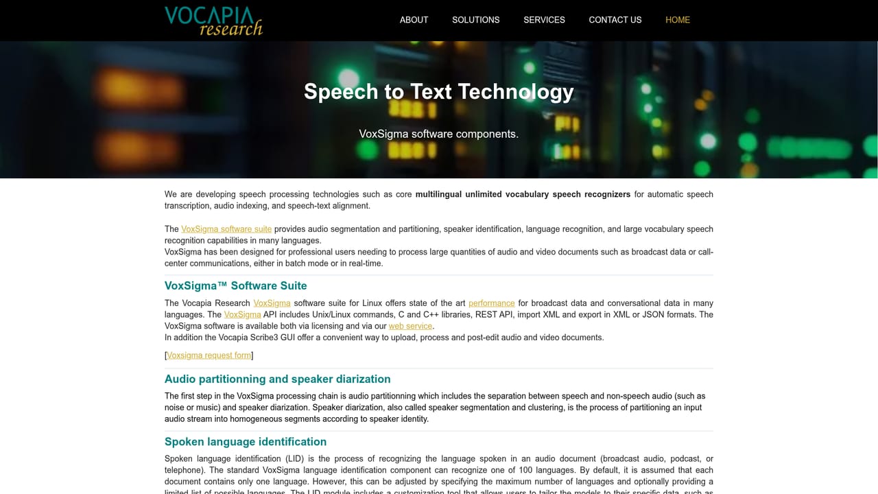Vocapia — Review the VoxSigma technology and components
