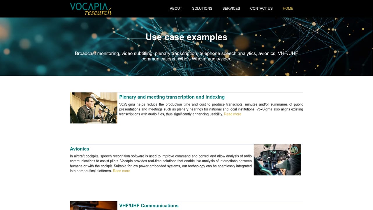 Vocapia — Match your audio type to a documented use case