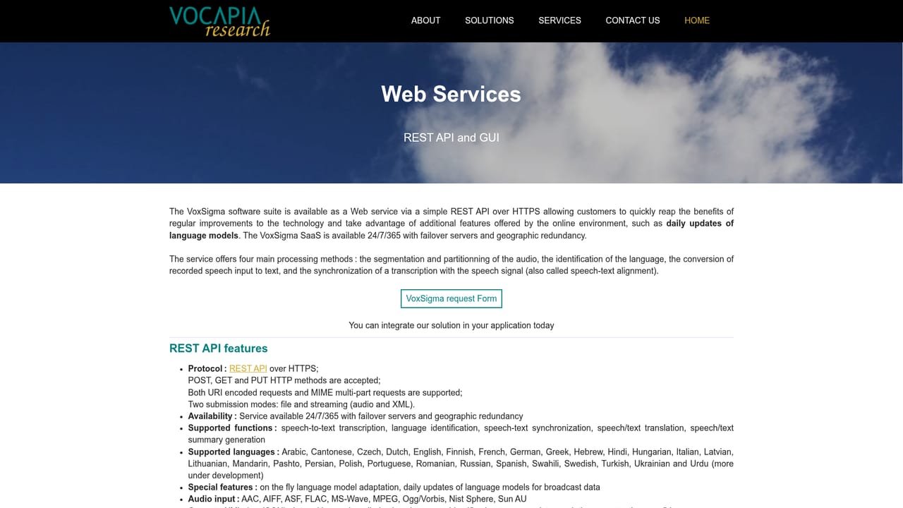 Vocapia — Choose on-premise or the web service