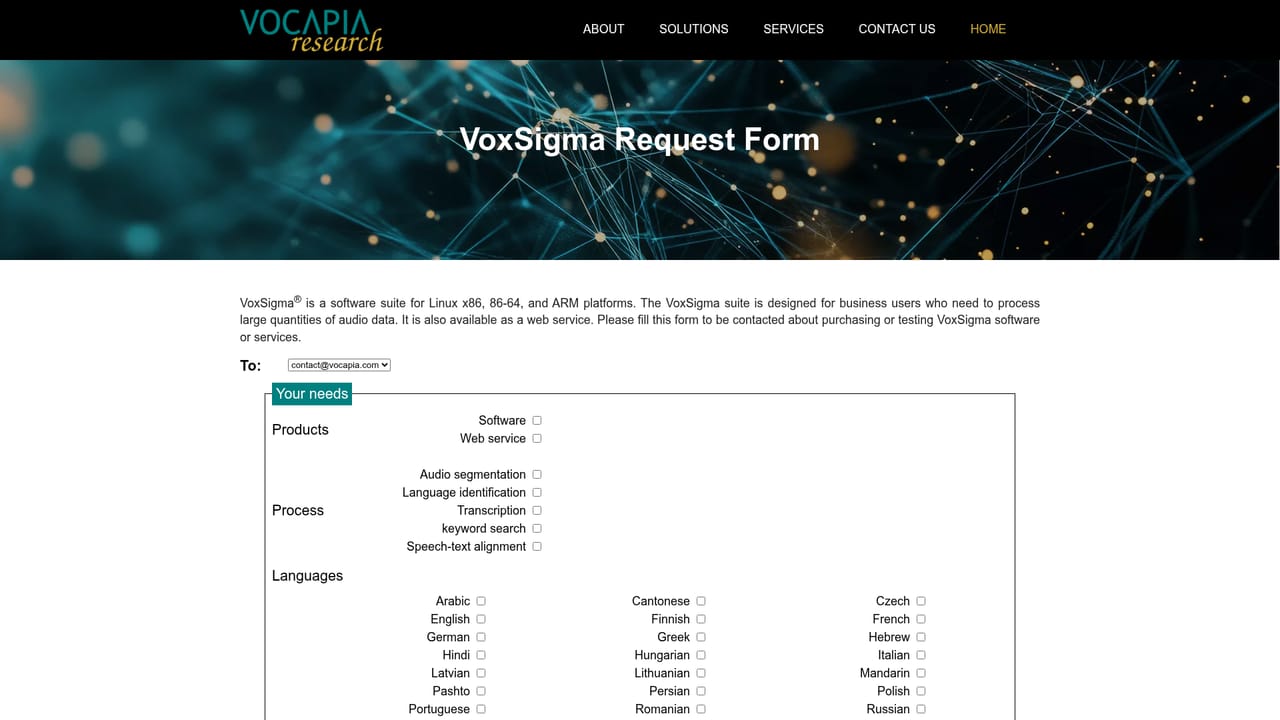 Vocapia — Request access to the speech-to-text service