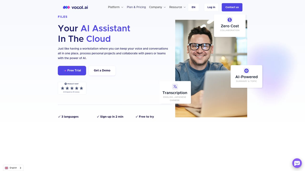 Vocol — Upload or record a meeting